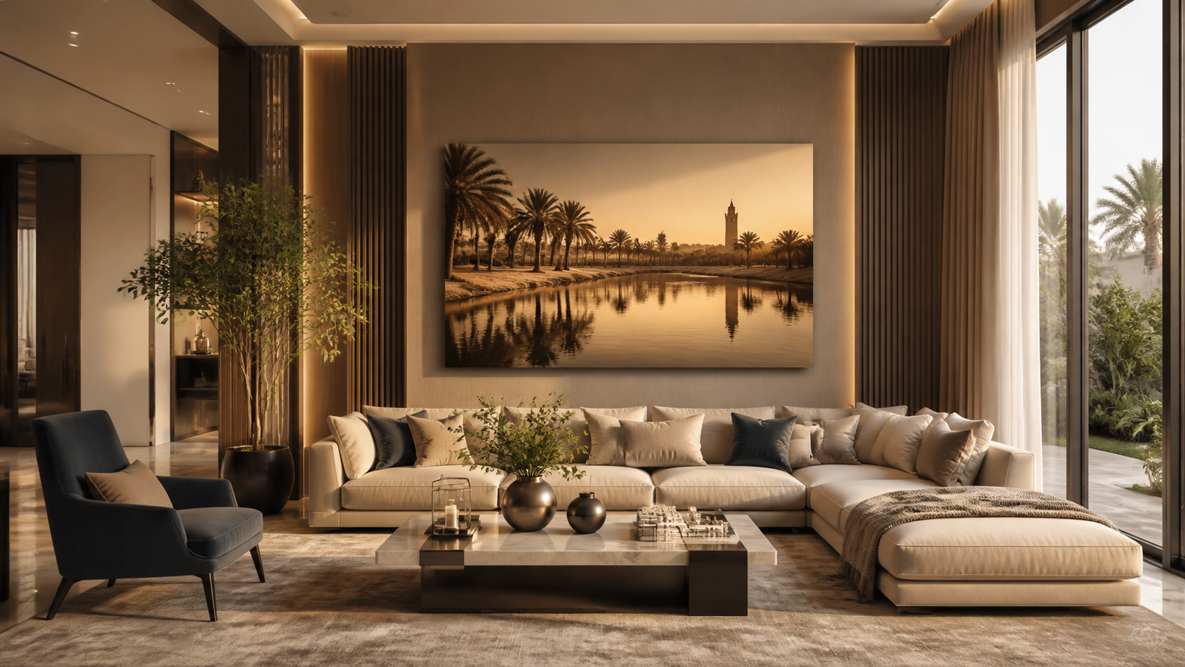 Canvas printing installation in luxury UAE interior