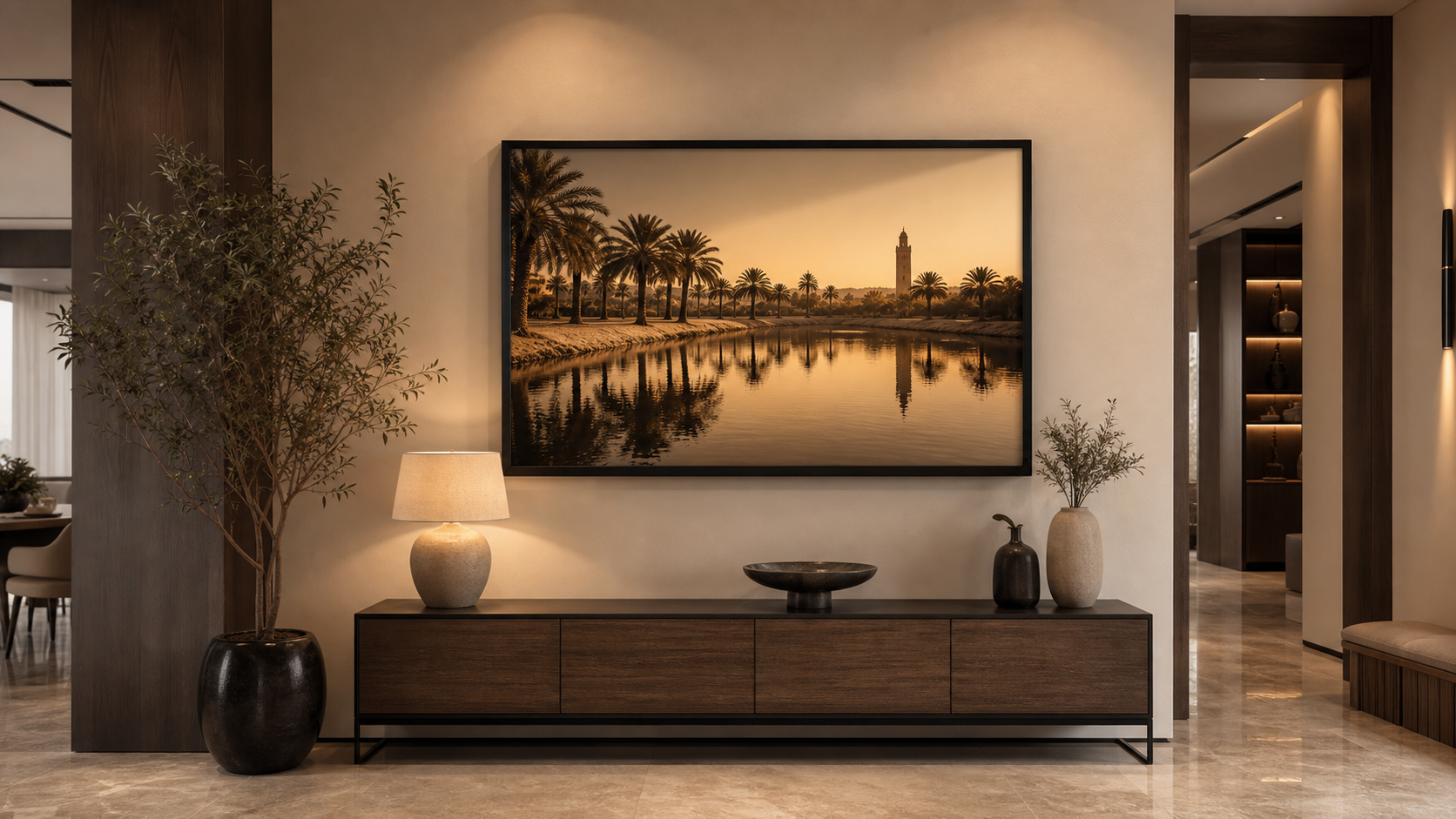 Framed canvas print in modern interior