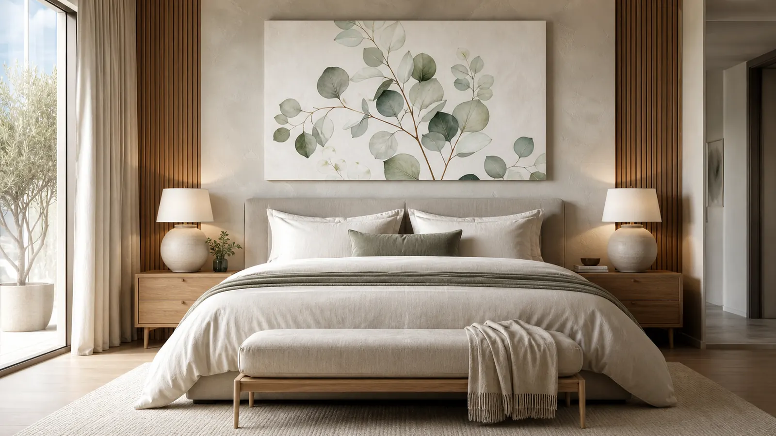 Luxury bedroom botanical canvas
