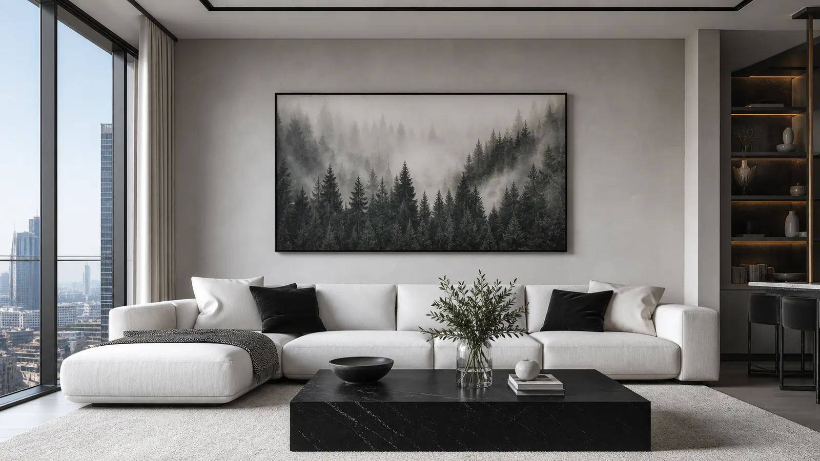 Luxury living room forest canvas print